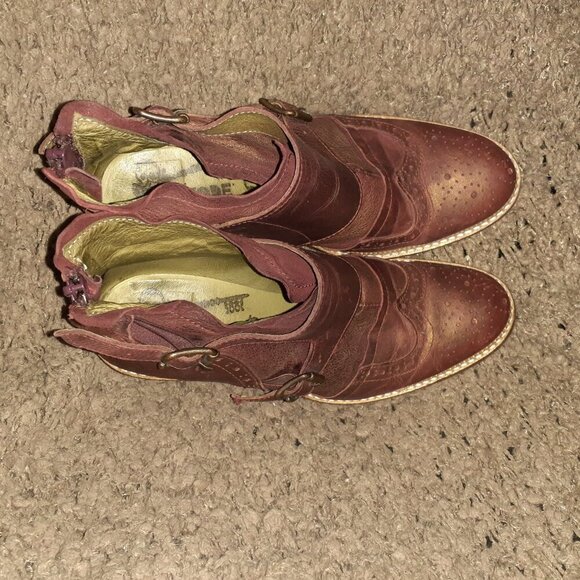 DKODE-Daphne-Brick Red/Bronze Shimmer Leather-Back Zip-Dbl Monk Strap-Sz 39-EX - Picture 7 of 10